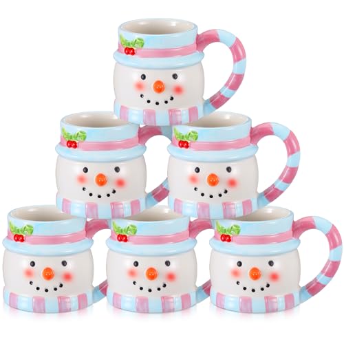 Jingmore 6 Pcs Pink Christmas Snowman Coffee Mug 11oz...