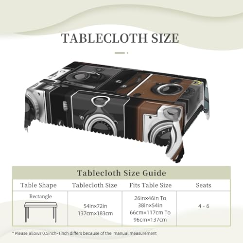 Nappe rectangulaire rétro cool imperméable en tissu lavable pour table 137x183 cm