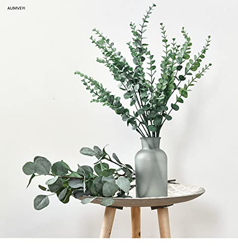 Aumveyi 20Pcs Faux Eucalyptus Stems Flowers Short Artificial Eucalyptus Greenery Stem Fake Eucuplutis Leaves Branches Decoration For Floral Arrangement Wedding Home Office Centerpieces Vase Décor #TOP5