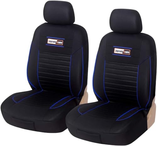 Upgrade4cars Fundas Asientos Delanteros Coche Universales Negro Azul | Funda de Asiento Universal para Delantero (Conductor y Copiloto)