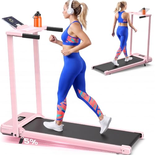 Image of ANCHEER Walking Pad Treadmill with 12% Incline, 3.0HP Foldable Treadmill with Handle Bar, 16 inch Wide Belt, 320 LBS Capacity, Portable Quiet Compact Treadmills for Home /Office