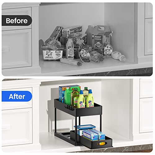 Under Sliding Sink Organizers And Storage, Under Bathroom Sink Organizer, 2 Tier Under Cabinet Storage, Bathroom Storage Racks Pull Out, Organization And Storage For Kitchen Home (Black) #TOP3