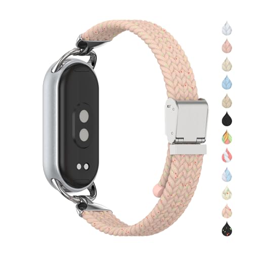 Miitech Xiaomi Smart Band 10 / 9 / 8 �o���h ���e���i�C������ �������� �_�炩�y�� �ʋC �j�����p �ґg�o���h �X�|�[�c �\�����[�v ���v�X�g���b�v Mi Band 10 / 9 / 8 �p �����x���g �݊����ۏ� (