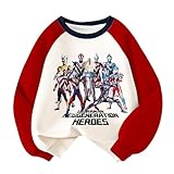 [IUTYESAX] ウルトラマン スウェット 長袖シャツ トレーナー 子供用 プルオーバー ユニセックス ジュニア かわいい柄 柔らかい カジュア 保温 トップス ノーフード 120CM
