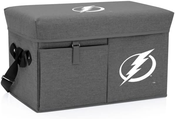 PICNIC TIME NHL Ottoman Portable Cooler, Collapsible Cooler with Seat, Tailgating Cooler, Picnic Cooler Tote, (Gray)