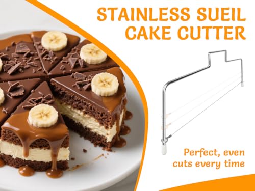 Miniatura 7 de Azureray Lira Para Cortar Bizcocho, Cortador De Tartas Profesional, Cuchillo Repostería Acero Inoxidable, Herramienta Panadería Y Pastelería