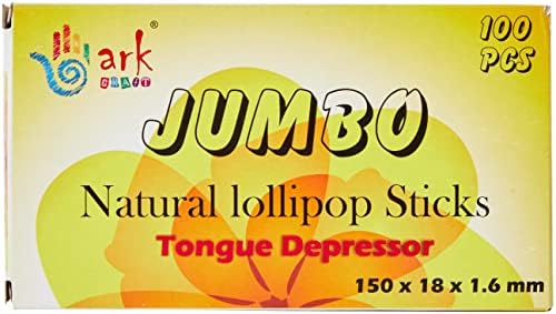 2 x 100 Jumbo Natural Wooden Lollipop Sticks for Wood Craft by arkCRAFT