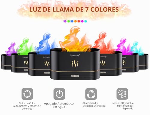 Miniatura 3 de Gzvxuny Difusor Aceites Esenciales Con Efecto Llama, Súper Silencioso Humidificador Aceites Esenciales Con 7 Colores De Luces Led, Apagado Automático Sin Agua, Difusor De Aromas Para Hogar, Oficina