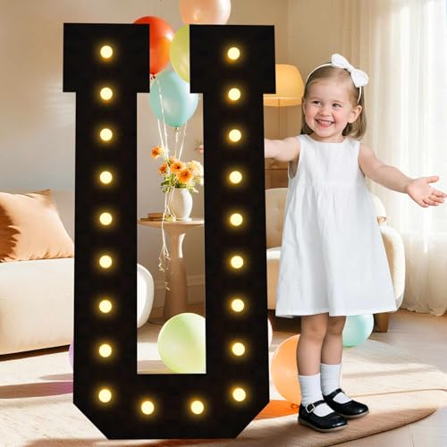 4FT Marquee Light Up Letters, Black Marquee Letters Large Mosaic Letters U by LOBOOM - Used condition - US$18.99