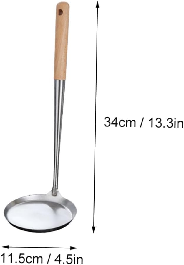 Ciieeo 304 Stainless Steel Frying Spoon Wooden Handle Non-Stick Kitchen Tool for Deep Frying and Snack Preparation Oil Cake Mold for Cooking and Serving