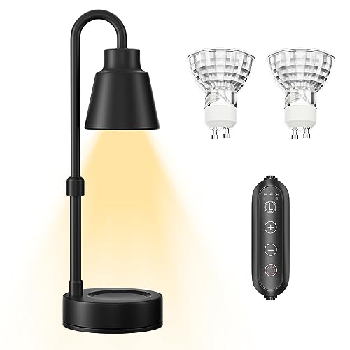 Candle Warmer Lamp, Candle Lamp Warmer with Timer, Dimmable, Candle Warmers with 2 * 50W Bulbs for Home Decor, Gifts for Women, Home Scented Jar Candles Heater (Black)