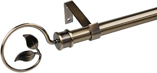 LOLAhome Set de Barra de Cortina Extensible de 122 a 211 cm, 2 escuadras y 2 terminales Color Bronce de Metal