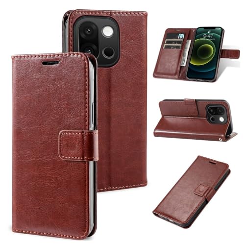 Housse cuir marron OnePlus 13R 5G étui portefeuille pour le quotidien