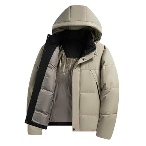 Veste d'hiver thermique rouge homme avec matelassage épais et capuche isolante