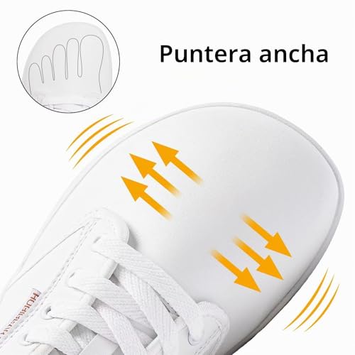 Miniatura 2 de Hobibear Unisex Amplia Descalzo Zapatos Para Hombres Womens Minimalista Zapatillas Zero Drop Zapatos Ligeros Cómodo Blanco,Eu 42
