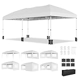 PeakPursuit 10'x20' Party Tent Heavy Duty Pop Up Canopy Commercial Canopy Wedding Tent Event Shelter with 6 Removable Sidewalls and Storage Bag for Patio Backyard Outdoor, White