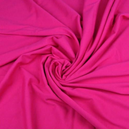 Textrend Tissu jersey 100% coton, Tissu au mètre, Couleur unie, Tissu en extensible pour Vêtements et les Textiles 1.75m (Fuchsia)