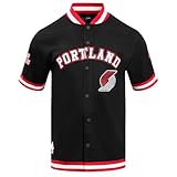 Pro Standard Mens NBA Portland Trail Blazers Classic Chenille Button Down Black/Red XL