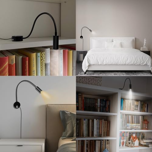 HOTUT LED Wall Reading Lamp for Bedroom, USB Powered LED Wall Mounted Reading Light, Flexible Bedside Light with Touch Switch and USB Output Port, 6000K- 4000K- 3000K Adjustable Colors - Image 7