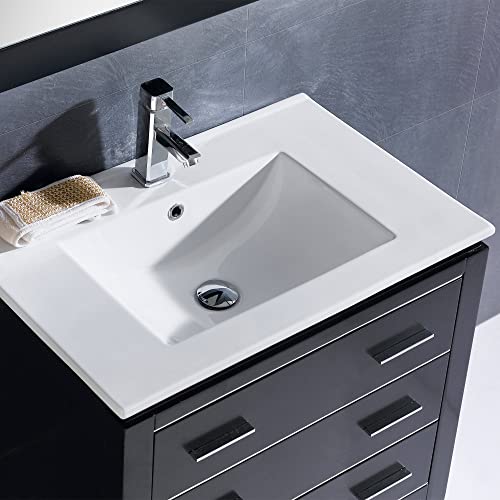 Dowell Single Bathroom Vanity Basin - Ceramic, 6.3" Deep Bowl, 18" Ftb #TOP1