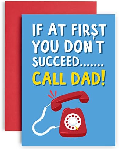 Huxters Dad Birthday Cards  If in Doubt Call Dad Fathers Day, Dad Birthday Funny Birthday Card Thick Uncoated 350gsm Paper  Recyclable Envelope  A5