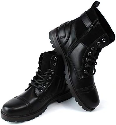 Men's Ankle Dress Boots Cap Toe Side Zipper Suede Leather 1912 (Black, numeric_9_point_5) | Image 3