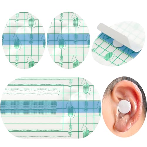 Scettar 60 Pezzi Adesivo Impermeabile di Protezione Dell'orecchio Monouso 8*6cm,Copri Orecchiecon Tappi per le Orecchie in Cotone,Adesivi per Orecchie per Bambini Adulti per Acqua per Doccia e Nuoto