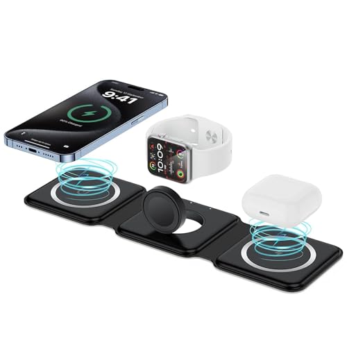Image of eller sante 23w Magnetic Mag-Safe Charger 3in1 Wireless Charger for iPhone 17 /17 Air /17 Pro /17 Pro Max, 16 /16 Plus /16 Pro /16 Pro Max, iPhone 15 /14 /13 /12 Series Fast Charging Adaptor