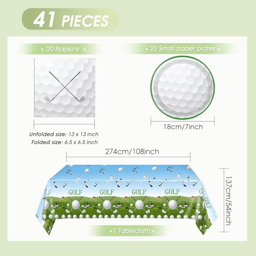 Image of 41PCS Golf Party Decorations Golf Sport Themed Party Supplies Include Golf Plates and Napkins Set,Plastic Tablecloth for Birthday Baby Shower Retirement Party,Serve 20