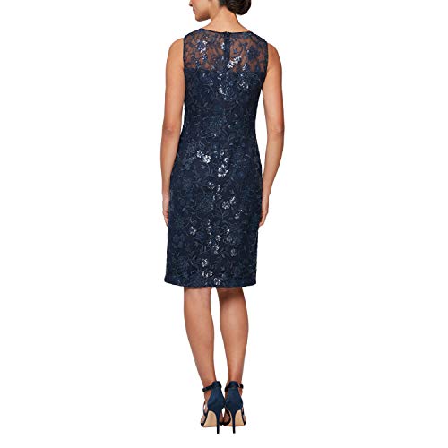 Image of Alex Evenings Women's Short Embroidered Dress with Illusion Jacket