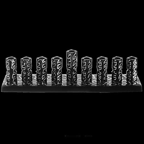 Nua 59080 2.5 x 2 x 9 in. Strip Menorah Black with Silver Stripes Enamel