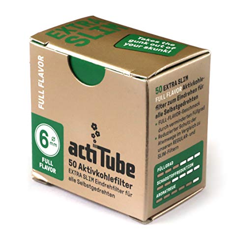 Actitube - Full Flavor Activated Charcoal Extra Slim Filters 6Mm - 50 Filters #TOP1