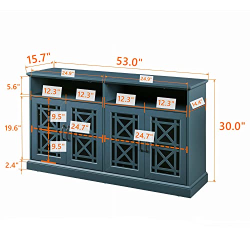 Vilrocaz Multifunctional Storage Buffet Cabinet Sideboard With Glass Door And Adjustable Shelves, 53” Wooden Tv Stand Console Table Sofa Table For Dining Living Room Cupboard #TOP1