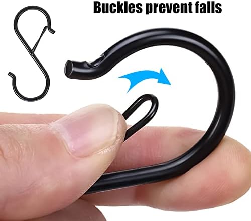 ANOTHEEE 10 Pcs S Hooks, Heavy-Duty S Shaped Hook with Safety Buckle Fixed Securely and Not Slip Off for Hanging Pots and Pans Plants Coffee Cups Pots Bathroom Kitchen Bedroom