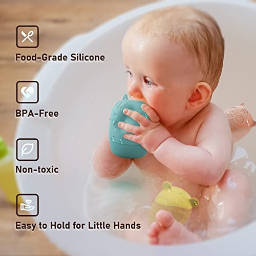 Baby Bath Toys, Iselyn 4Packs Mold Free Bath Toys Silicone Bath Toys For Toddlers 1-3 Bath Toys Non-Toxic Dishwasher Safe Bathtub Toys For Infants #TOP4