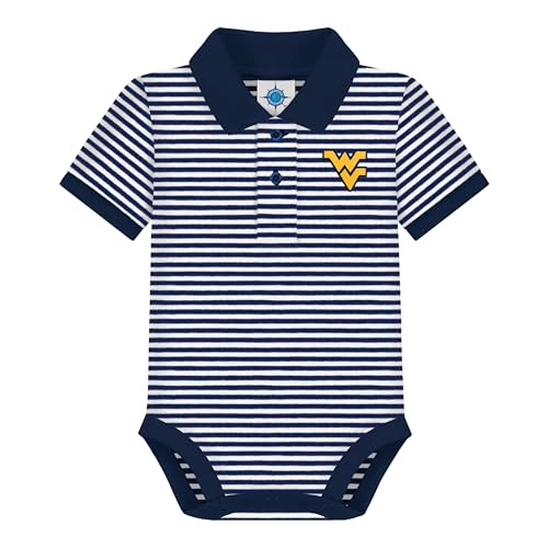 Image of Creative Knitwear College Baby Striped Polo Bodysuit - Team Logo, Multiple Colors, for Boys & Girls (0-12 Months)