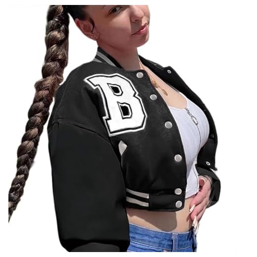 Dolpind Womens Varsity Jacket Cropped Baseball Letterman Jacket Bomber Jacket Streetwear