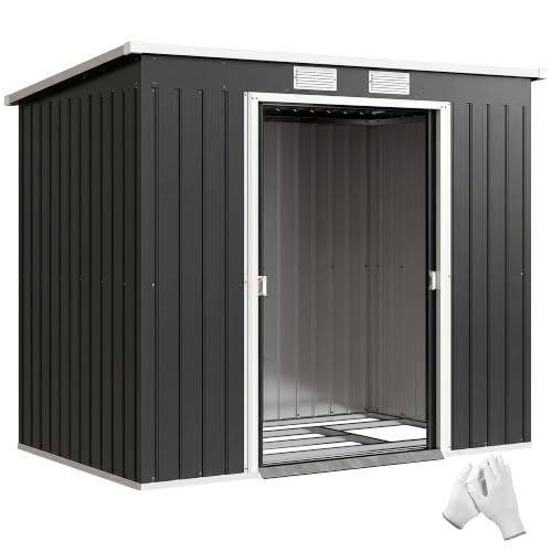 Outsunny Abri de Jardin 2,77 m² Kit Fondation 213 x 130 x 172 cm Gris Foncé