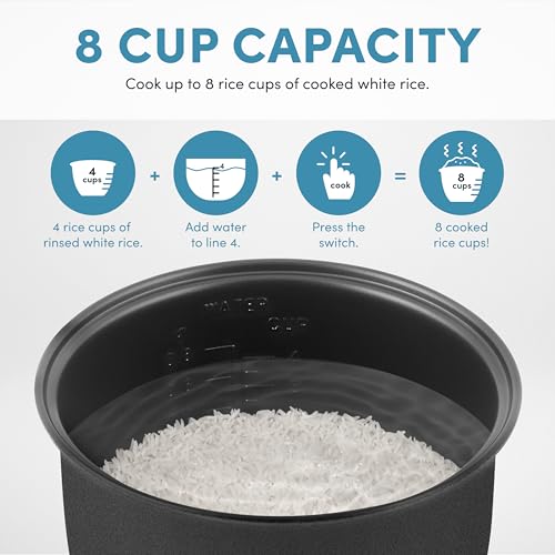 Image of AROMA CoreCoat Digital Rice Cooker & Steamer for Brown Rice with Nonstick Ceramic Coating (8 Cups Cooked, 4 Cups Uncooked)
