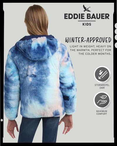 Image of Eddie Bauer Girls' Reversible Jacket - Deer Harbor Waterproof Lightweight Puffer Coat with Faux Shearling Lining (5-20)