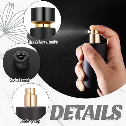 6 Pack 50 ml Glass Perfume Bottles and Refill Tools Set, Travel Perfume Atomizer Spray Bottles, Portable Empty Refillable Atomizer Decanters with Dispenser Transfer Kit (Black)3