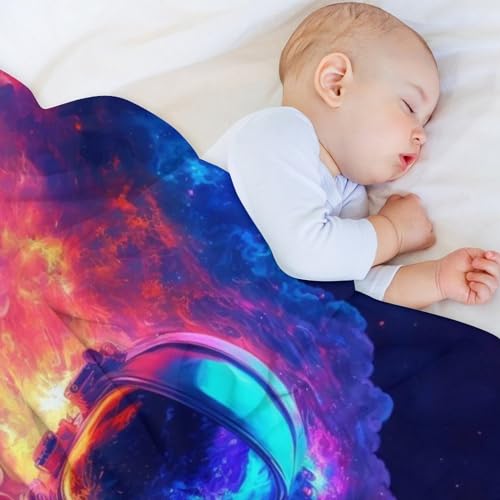 Manta de neón con diseño de astronauta térmica y manta de sofá mullida supersuave 4