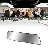 HmmtyRack Rear View Mirror, 12 Inch Chrome Anti-glare Panoramic Rear Mirrors Universal Convex Car Interior Clip on Extra Big Wide Angle Rearview Mirror Extender to Reduce Blind Spot for Car SUV Trucks