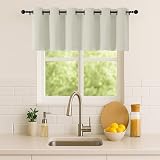 Simplebrand Natural Kitchen Valances for Windows 18 Inches Long 2 Pack, Room Darkening Window Valances for Living Room, Grommet Short Straight Drape Kitchen Curtains for Bedroom Kids Room, 40Wx18L
