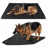 LZMSNZ Chew Proof Dog Crate Pad for Aggressive Chewers, Reinforced Corner Guards, 5-Layer Leakproof Crate Training Bed for Large Breeds Indoor/Outdoor, Black 28'x41'