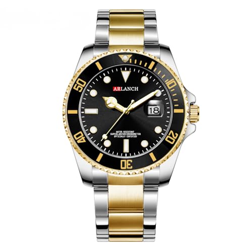 cosescos Generic Herren Leuchtende Taucheruhr Wasserdicht 30M Edelstahl Quarz Analog Sportuhr mit Datum Kalender Nachtlicht, h