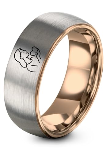 Zealot Jewelry Foster Mom Heart Ring Gift for Foster Mom Tungsten His and Hers Brushed Rose Gold Silver Same Sex Wedding Band Set for Women Cousin Birthday Coworker Birthday for Her Size 9.5