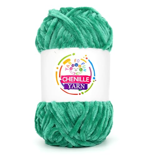 Image of 100g Velvet Chenille Yarn for Crocheting,Jade Green Fluffy Velvet Plush Yarn Thick Soft Chunky Chenille Yarn Baby Blanket Yarn for Crocheting Knitting Beginners（Jade Green）