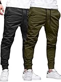 HOTake 2 Pack Mens Khaki Pants Work Pants for Men Outdoor Sport Pants Men Black/Army Green X-Large