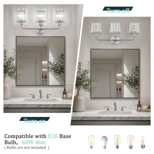 Dvnctz Brushed Nickel Vanity Lights 3-Light Crystal Bathroom Light Fixtures by Dvnctz - Used condition - Image 4